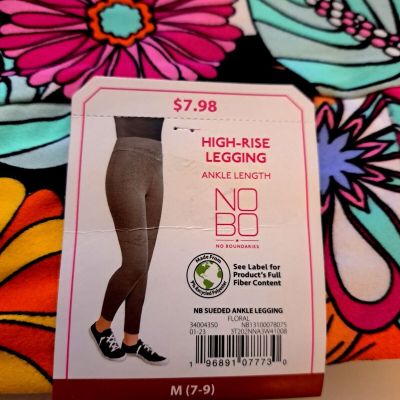 Nobo Womens High Rise Sueded Leggings Bright Florals M [7-9]      NEW With Tag